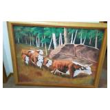 Brown Cow Parade Framed Painting.