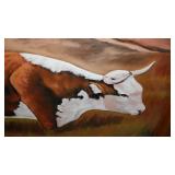 Brown Cow Parade Framed Painting.