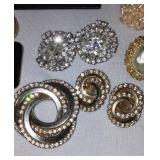 Vintage Silver Tone, Rhinestone, Clip-On And More.