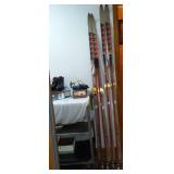 Vintage Cross Country Boots Skis And Poles (2 Sets).