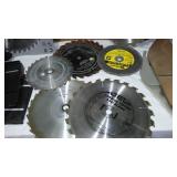 Assorted Saw Blades, Canvas Tool Bags (new).