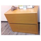 Wood Two Drawer Filing Cabinet.