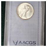 1922 Peace Dollar AACGS MS62 w/Nice Edge Toning