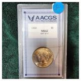 1922 Peace Dollar AACGS MS62 w/Dark Rim Toning