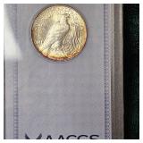 1922 Peace Dollar AACGS MS62 w/Dark Rim Toning