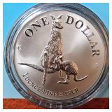1999 Silver Kangaroo. 1 Troy Ounce Dollar, Royal Australian Mint UNC