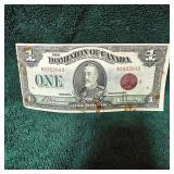 1923 $1 Canada Purple Seal Large Note