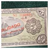 1914 Mexico 5 Peso Large Note BU