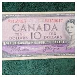1954 $10 Canada Note VF