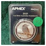 2021 1oz Silver Australian Kookaburra APMEX