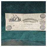 1861 $10 Confederate Note