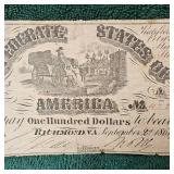 1861 $100 Confederate Note