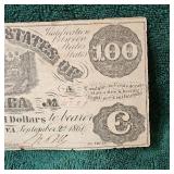 1861 $100 Confederate Note