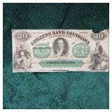 1857 Obsolete $20 Louisiana Note