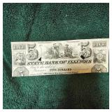 1842 Obsolete $5 Illinois Note