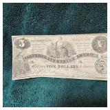 1861 $5 Confederate Note