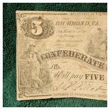 1861 $5 Confederate Note