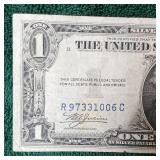 1935 A $1 Silver Certificate AFR WW II  (Backside Die Print Error)