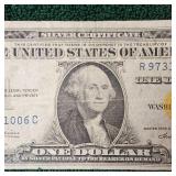 1935 A $1 Silver Certificate AFR WW II  (Backside Die Print Error)