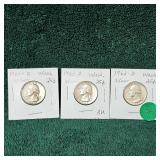 1961 D, 1962 D, 1963 P, Washington 25c Silver