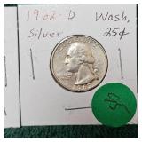 1961 D, 1962 D, 1963 P, Washington 25c Silver