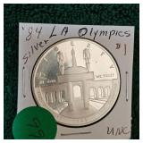 1984 LA Olympics Silver Round UNC