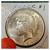 1924 Peace $1 BU