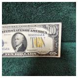 1934 A $10 Silver Certificate N AFR WWII