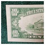1934 A $10 Silver Certificate N AFR WWII