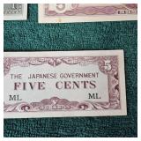 5c to 410 Japanese WW II Script Bank Notes