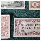 5c to 410 Japanese WW II Script Bank Notes