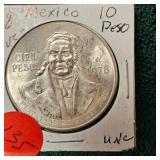 1978 Mexico Silver 10 Peso UNC