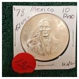 1978 Mexico Silver 10 Peso UNC