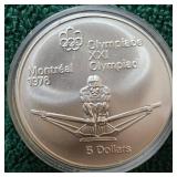 1976 21st Olympics 1 oz Silver $5 Coin