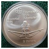 1976 21st Olympics 1 oz Silver $5 Coin