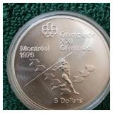 1976 Montreal 21st Olympics  1oz Silver $5 Coin