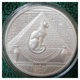 2 oz Egyptian Goddess Encapsulated Cat Silver Coin