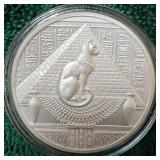 2 oz Egyptian Goddess Encapsulated Cat Silver Coin