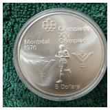 1976 Montreal Olympics $5 Coin, 1 oz Silver