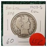 1907-S  Barber 50c, Nice
