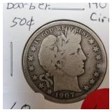 1907-S  Barber 50c, Nice
