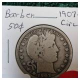 1907-S  Barber 50c, Nice