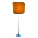 Vintage Floor Lamp and Velvet Shade in Brown / Mid Century Design Floor Lamp
