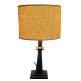 Stylish Pottery Barn Dark Brown Metal Table Lamp with Linen Shade