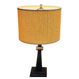 Stylish Pottery Barn Dark Brown Metal Table Lamp with Linen Shade