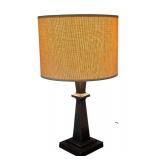 Stylish Pottery Barn Dark Brown Metal Table Lamp with Linen Shade