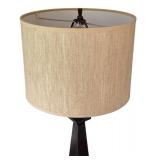 Stylish Pottery Barn Dark Brown Metal Table Lamp with Linen Shade