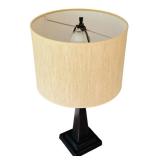Stylish Pottery Barn Dark Brown Metal Table Lamp with Linen Shade