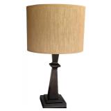 Stylish Pottery Barn Dark Brown Metal Table Lamp with Linen Shade