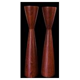 Two Sets of Candle Holders in Wood and Silver including Four Tapper Candles